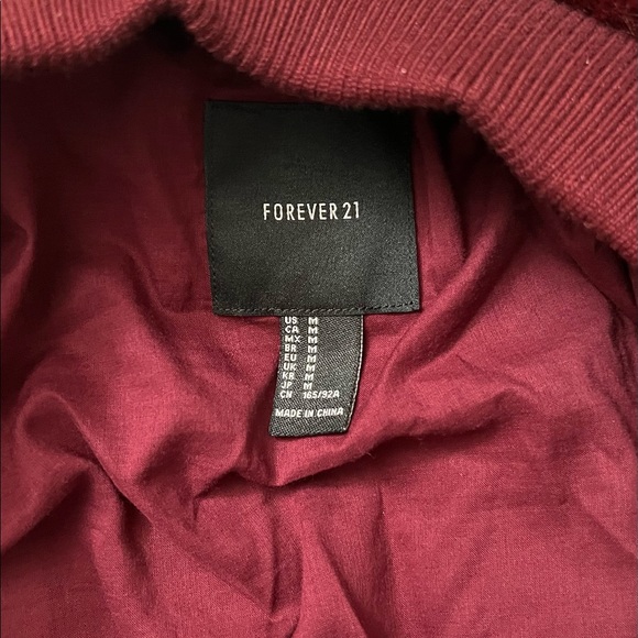 Forever 21 Burgundy Faux Fur Bomber Jacket - Picture 4 of 9